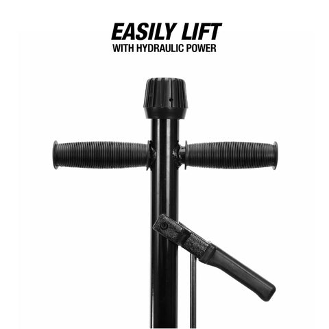 Close-up of handle and levers on 22 Ton Heavy Duty Air Hydraulic Floor Jack With Low Profile Design For Tight Tandem Axle Access