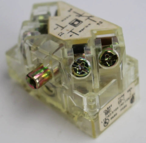 Built Tough And Dead Simple To Install This Model 9001KA5 Contact Block with transparent housing for industrial use.