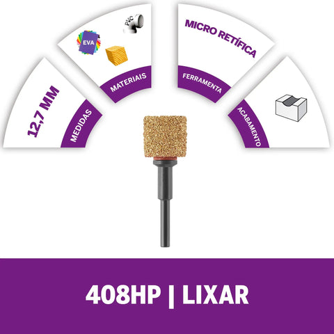 Max Life 60 Grit Carbide Sanding Drum And Hole Saw Bit, 12.7 mm size, shown with material and usage icons