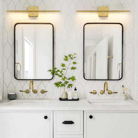 Gold Vanity Light Over Mirror 24 Inch LED 18W, Dope Warm 3500K Modern Bathroom Sconce Wall Lighting With Acrylic Shade