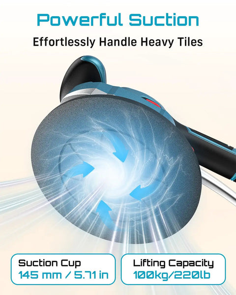Tile Vibration Tool With 145mm Suction Cup, 10 Speed Vibration Leveler for Laying Floor and Wall Tiles, showing suction power.
