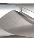 Side view of YG-1 HSS ball-nose end mill with Weldon shank, 2-flute, 1 inch cutter, 0.75 inch shank, bright finish