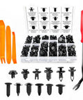 240 Piece Bumper Retainer Clips Kit For Ford GM Toyota Honda, Nylon Push Rivets And Retainers In 12 Sizes, Universal Auto Body Panel And Trim Replacement, Durable Black Plastic, with trim tools