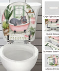 Round Toilet Seat Decorative for Bathroom with hippo design, 14-15 inches wide, suitable for various toilet models.