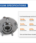 Pair Front Wheel Hub And Bearing Assembly 513298 Fits 2008 2013 Nissan Rogue, 2014 2015 Rogue Select, And 2008 2012 Sentra 2.5L 4 Cylinder With 5 Lug Pattern, detailed view with specifications and dimensions like flange diameter and bolt circle.