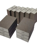 12 Pack Sanding Sponges Assortment, 6 Grits From Coarse To Superfine With 2 Pieces Each, shown stacked and labeled by grit.