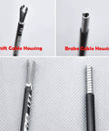 Lined Bicycle Derailleur Cable Housing Kit With 4mm Inner Wire, showing shift and brake cable housings up close.