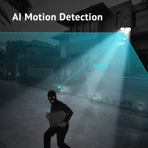 Outdoor Floodlight Security Camera With 2600 Lumen LEDs 1080P HD WiFi Waterproof Motion Detection Alerts Clear Night Vision