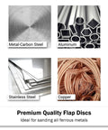 Four And A Half Inch Aluminum Oxide Flap Disc 10 Pack For Auto Body Sanding And Grinding Wheel 40 Grit materials: steel, aluminum, copper.