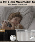 Ultra Thin Aluminum Ceiling Curtain Track System For Inward Opening Windows, quiet ceiling mount rail above sleeping child