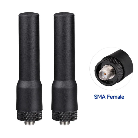 Dual Band Ham Radio Antenna For 136 174 MHz And 400 470 MHz Two And A Half Inch Mini Soft Whip SMA Female Omni Directional 3 dBi Gain Two Pack