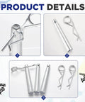 30 Piece Cotter Pins And R Clip Assortment Kit With Heavy Duty Hitch Pins for trailers and trucks in close-up detail view