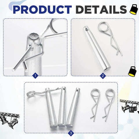 30 Piece Cotter Pins And R Clip Assortment Kit With Heavy Duty Hitch Pins for trailers and trucks in close-up detail view