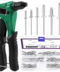 All In One Go-To Rivet Kit With Aluminum Blind Rivets And Manual Gun, 121 Pcs In 3/32 Inch, 1/8 Inch, 5/32 Inch, 3/16 Inch Sizes