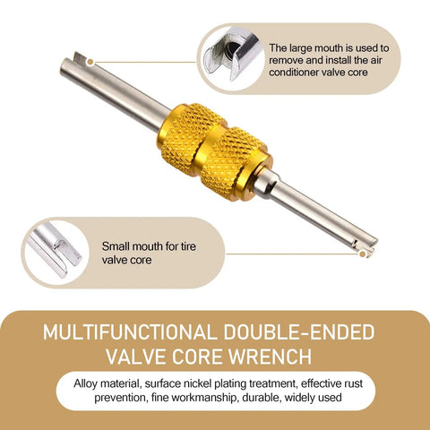 Multifunctional double-ended valve core wrench included in 16 Piece Car AC Valve Core Repair Kit For R134a R12 Systems