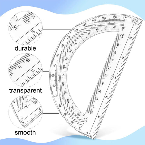 Clear 6 Inch Protractor Set Of 2 For Geometry Classrooms And Offices See Through 180 Degree Protractors With Easy Read Scale
