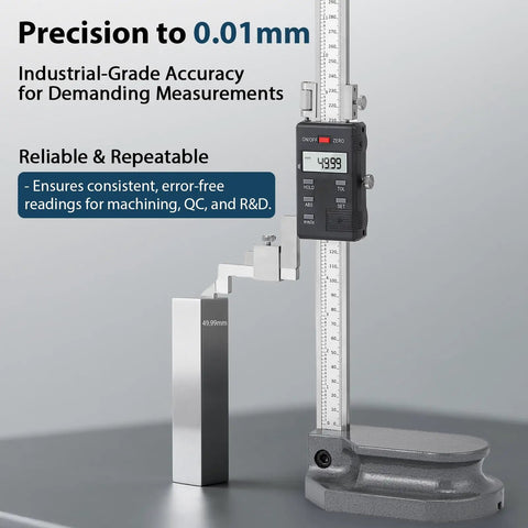 Digital Height Gauge Pro Grade With 0.01mm Resolution And 0.02mm Tolerance In ABS And INC Modes 12 Inch Range Heavy Duty Cast Iron Base