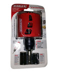 Front view of Diablo 3-inch bi-metal hole saw kit in red blister pack with Snap-Lock Plus mandrel and pilot bit