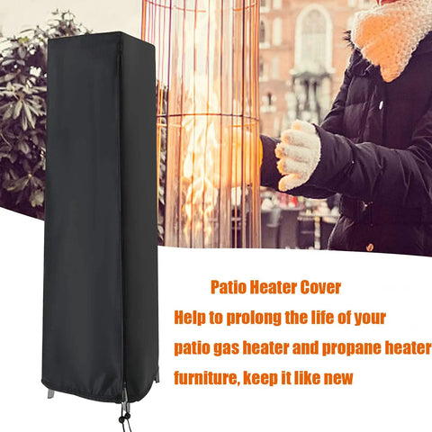 Beefy Waterproof Pyramid Patio Heater Cover With Zipper Fits Outdoor Propane Heaters 87 Inch Tall Black 420D Oxford Fabric