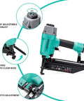Go To Pro Grade Finish Nailer 16 Gauge Pneumatic Nail Gun With 1 Inch To Two And A Half Inch Nails Tool Free Depth Adjustment