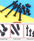 M6 Hex Socket Head Screws Bolts Barrel Nuts Hardware Kit Black Zinc Coated Assortment for Furniture Projects