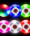 Glow In The Dark Inline Skate Wheels 76mm And 80mm With ABEC 9 Bearings For Indoor And Outdoor Use 4 Pack In Blue Display