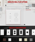 Combo Toggle Switch And Duplex Outlet Wall Plate Cover For 2-Gang, 4.5 By 4.57 Inches, White Polycarbonate Thermoplastic diagram