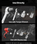 16-Piece Bolt Extractor Kit with adapters used with torque wrench and electric drill for rusted bolts and screws removal