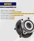 513303 Beefy Front Wheel Bearing And Hub Assembly, 2 Piece Set For Subaru Front Wheel Hub With ABS, displayed with vehicle compatibility list