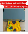 Inkjet printer using Heavyweight 350 GSM Printable Cotton Canvas Sheets for photo printing, showing sunflower image.