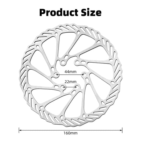 Two Pack 160Mm MTB Disc Brake Rotors With Six Bolts Stainless Steel M5 Screws 44Mm Hole Pitch Upgrade Set size diagram