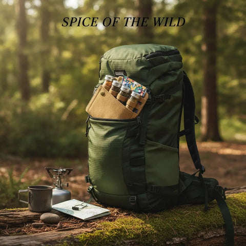 Roll Style Spice Organizer For Camping And Travel Kitchens in backpack outdoors