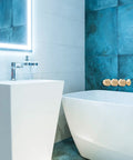 Bathroom with Tub and Shower Trim Kit For Price Pfister Faucets, 3 Handle Tub Trim Set, satin brass finish installed