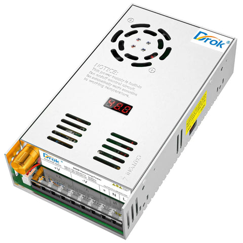 48V Variable DC Power Supply 0-48V 10A 480W AC To DC Converter with LED display and vented design for lab and CCTV use
