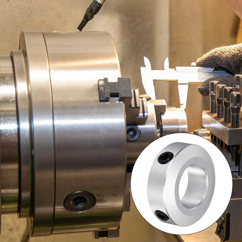 Rock Solid Aluminum Shaft Collars 0.67 Inch Bore Pair With A Slam Tight Set Screw Grip Perfect For Locking Down Motor Shafts And Conveyor Drives On Any Busy Shop Floor