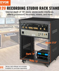 12U AV Rack Cabinet on Casters for Studio Gear, Heavy Duty 19 Inch Rack Mount, in recording studio with equipment displayed.