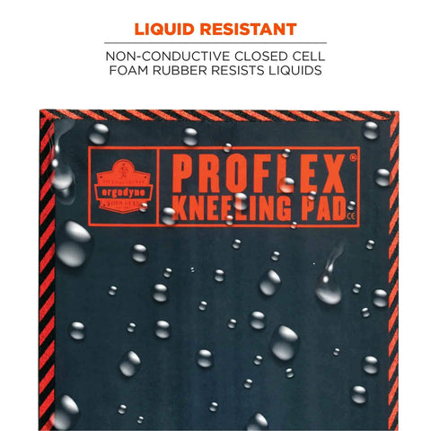 ProFlex 385 Kneeling Pad Foam Knee Cushion With Large 16 By 28 Inch Surface showing water resistance on black surface