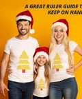 Family wearing Christmas tree shirts and Santa hats, showcasing T Shirt Ruler For Vinyl Alignment.