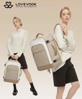 Model showcasing Must Have Large 40L Travel Backpack for Women TSA Carry On Approved for Airplanes Waterproof Carry On Bag