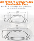 Dimensions for Chrome Range Drip Pans For Electric Stoves Fits GE Hotpoint Kenmore Electric Ranges With Locking Slot 4 Pack
