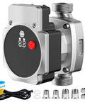 Plug And Play 115 V ECM Circulator Pump For Domestic Hot Water Recirculation Systems, stainless head and installation accessories.