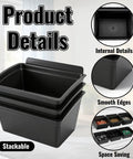6 Pack Slat Wall Bins Durable Plastic Storage Bins for Workshops and Retail Stores, stackable design with smooth edges, internal details view.
