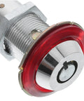 Solid Vending Machine Lock And Keys Replacement Kit For Drink Snack Soda Dispensers Plus Heavy Duty Keyed Cylinder Security Hardware For Game Room Arcades Metal Or Wooden Cabinets And Fences With Super Easy Install And Keep Your Gear Locked Down, close-up red-ring metal cylinder
