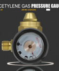 AR MC CGA200 Acetylene Regulator For MC Tanks With B Type Connection front view showing gauge and brass fittings