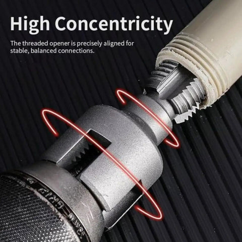 Heavy Duty Carbon Steel Pipe Threading Tool For Electric Drill showing precise threaded opener for stable connections.