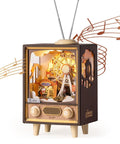 DIY Book Nook Puzzle Kit With 16 Inch Ferris Wheel Music Box, LED Lights, Sunset Carnival Scene, 3D Wooden Puzzle For Adults, Totally Artsy Craft Gift Set For Girls And Boys, Detailed Nighttime Display, wooden music box book nook with ferris wheel and TV-style case