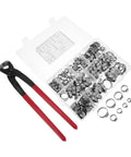 VICASKY Premium Stainless Steel Hose Clamp Crimping Tool Kit With 160 Nonstep Single Ear Clamps For Rust Proof Auto And Home Repairs In Handy Organized Case, red pliers and clamps