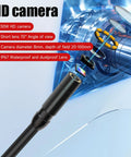 Diagram of Handheld Workhorse Borescope Endoscope Tool With 30W Pixel Camera, showcasing lens design and specifications.