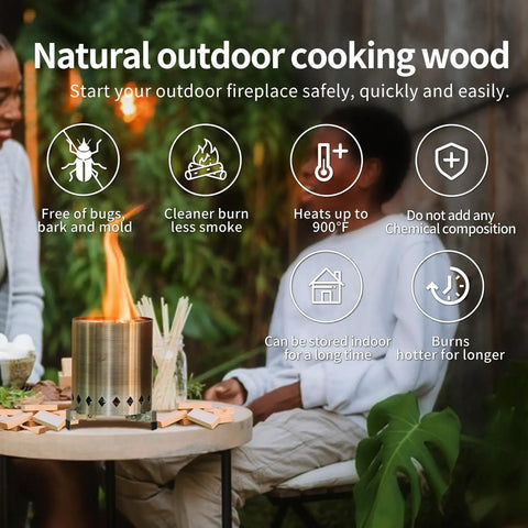 4 Inch Pine Fire Sticks Kiln Dried Firewood 8 Lb Pack Barkless Mini Kindling Logs for indoor and outdoor use with a Solo Stove Mesa