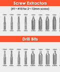 Damaged Screw Extractor Set For Stubborn Fasteners, 2-21mm, 39-Piece Broken Bolt Kit With Three Eighths Inch Drive Lug Nut Removal Tool